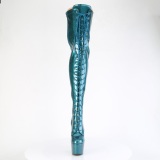 Glitter 18 cm ADORE-3020GP Blaugrün overknee stiefel mit schnürung high heels