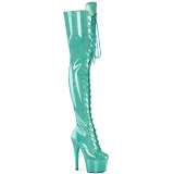 Glitter 18 cm ADORE-3020GP Grüne overknee stiefel mit schnürung high heels