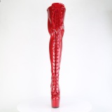 Glitter 18 cm ADORE-3020GP Red thigh high boots with laces high heels