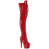Glitter 18 cm ADORE-3020GP Rote overknee stiefel mit schnürung high heels