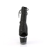 Glitter 18 cm SPECTATOR-1018G exotic platform peeptoe boots schwarz