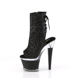 Glitter 18 cm SPECTATOR-1018G exotic platform peeptoe boots schwarz