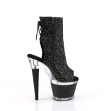 Glitter 18 cm SPECTATOR-1018G exotic platform peeptoe boots schwarz