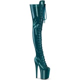 Glitter 20 cm ADORE-3020GP Blaugrün overknee stiefel mit schnürung high heels