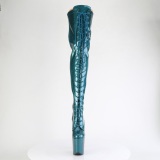 Glitter 20 cm ADORE-3020GP Blaugrün overknee stiefel mit schnürung high heels