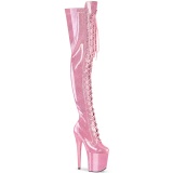 Glitter 20 cm ADORE-3020GP Rosa overknee stiefel mit schnürung high heels