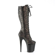 Glitter 20 cm FLAMINGO-2020MG schnrstiefel high heels - extreme plateaustiefel