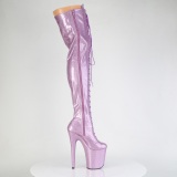 Glitter 20 cm FLAMINGO-3020GP Lila overknee stiefel mit schnürung high heels