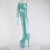 Glitter 20 cm PEEP TOE Grüne overknee stiefel mit schnürung high heels