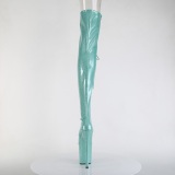 Glitter 20 cm PEEP TOE Grüne overknee stiefel mit schnürung high heels