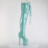 Glitter 20 cm PEEP TOE Grüne overknee stiefel mit schnürung high heels