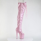 Glitter 20 cm PEEP TOE Rosa overknee stiefel mit schnürung high heels