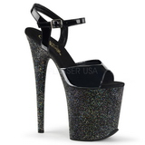 Glitter Schwarz 20 cm FLAMINGO-809MG Platform High Heel Schuhe