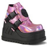 Glitter Vegan 12 cm STOMP-15 lolita wedge stiefeletten plateau