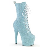 Glitter plateauboots damen 18 cm ADORE-1040GR blaue boots high heels