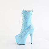 Glitter plateauboots damen 18 cm ADORE-1040IG blaue boots high heels