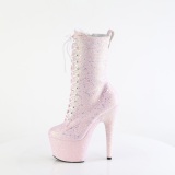 Glitter plateauboots damen 18 cm ADORE-1040IG rosa boots high heels