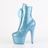 Glitter plateauboots damen 18 cm baby blaue boots high heels