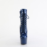 Glitter plateauboots damen 18 cm blaue boots high heels