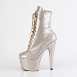 Glitter plateauboots damen 18 cm champagne boots high heels
