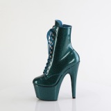 Glitter plateauboots damen 18 cm grüne boots high heels