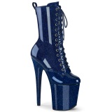 Glitter plateauboots damen 20 cm blaue boots high heels