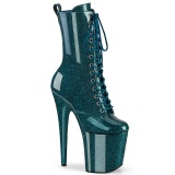 Glitter plateauboots damen 20 cm grüne boots high heels