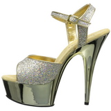 Gold 15 cm Pleaser DELIGHT-609G Chrome Plateau High Heel