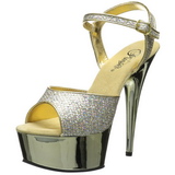 Gold 15 cm Pleaser DELIGHT-609G Chrome Plateau High Heel