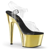 Gold 18 cm ADORE-708 Chrome Plateau High Heels