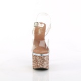 Gold 18 cm ESTEEM-708LG glitter plateauschuhe high heels