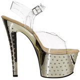 Gold 18 cm Pleaser STARDUST-708 Chrome Plateau High Heels