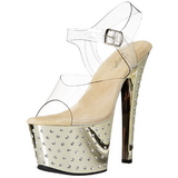 Gold 18 cm Pleaser STARDUST-708 Chrome Plateau High Heels