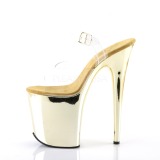 Gold 20 cm FLAMINGO-808 Chrome Plateau High Heels