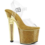 Gold 20 cm LOVESICK-708SG glitter plateau high heels sandaletten