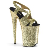 Gold 23 cm INFINITY-930LG glitter plateau high heels