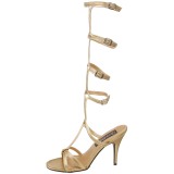 Gold 8 cm ROMAN-10 kniehohe gladiator sandalen