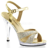 Gold Glitter 12 cm FLAIR-419G High Heel Sandaletten Damen