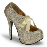 Gold Glitter 14,5 cm Burlesque TEEZE-10G Platform Pumps Schuhe