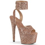 Gold Glitzern 18 cm ADORE-791LG pleaser high heels mit knchelriemen