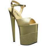 Gold Glitzern 20 cm Pleaser FLAMINGO-809-2G Plateau High Heels