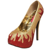 Gold Glitzersteine 14,5 cm Burlesque TEEZE-27 Damenschuhe mit Absatz