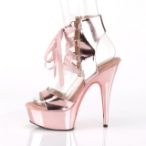 Gold Leatherette 15 cm DELIGHT-600-14 platform pleaser sandals