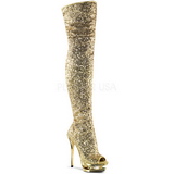 Gold Pailletten 15 cm PLEASER BLONDIE-R-3011 Plateau Überkniestiefel