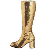 Gold Pailletten 8 cm SPECTACUL-300SQ Damen Stiefel