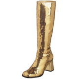 Gold Pailletten 8 cm SPECTACUL-300SQ Damen Stiefel