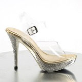 Gold Rhinestone 12 cm ELEGANT-408 Platform High Heeled Sandal