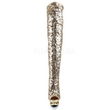 Gold Sequins 15 cm PLEASER BLONDIE-R-3011 Platform Over Knee Boots