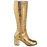 Gold Sequins 8 cm SPECTACUL-300SQ Women Knee Boots