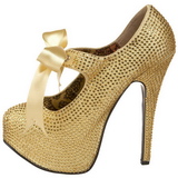 Gold Strass 14,5 cm Burlesque TEEZE-04R Plateau Damen Pumps Schuhe